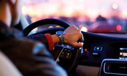Man at steering wheel