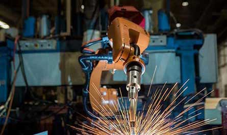 Machinery with sparks flying off